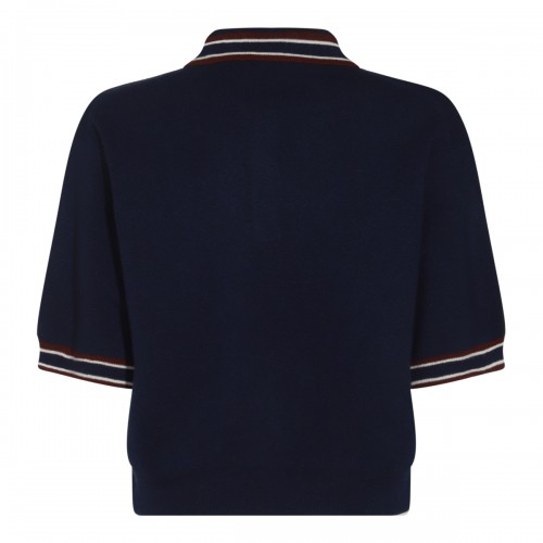 BLUE WOOL POLO SHIRT