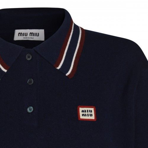 BLUE WOOL POLO SHIRT