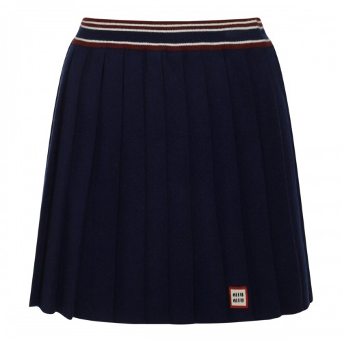 BLUE WOOL MINI SKIRT