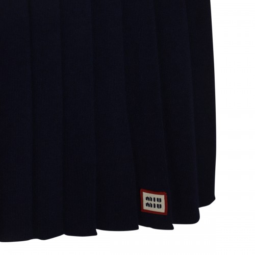 BLUE WOOL MINI SKIRT