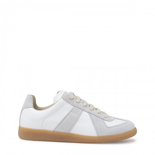 OFF WHITE LEATHER AND GREY REPLICA SNEAKERS