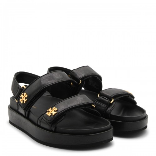 BLACK LEATHER KIRA SPORTS SANDALS