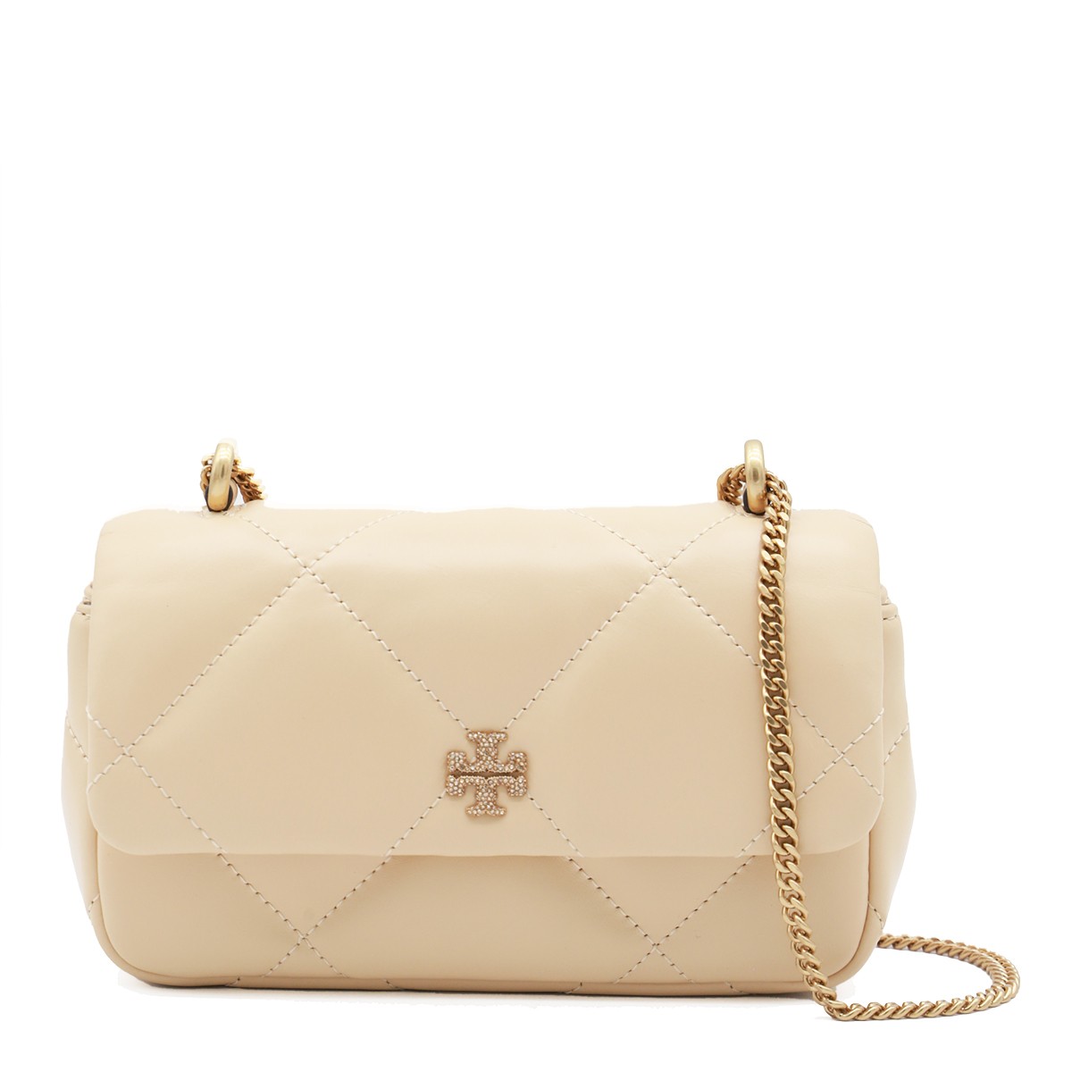 BEIGE LEATHER CROSSBODY BAG