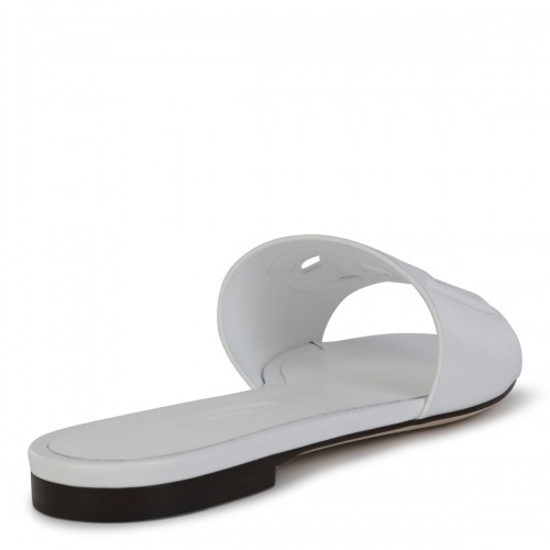 WHITE LEATHER DG MILLENNIALS SLIDES