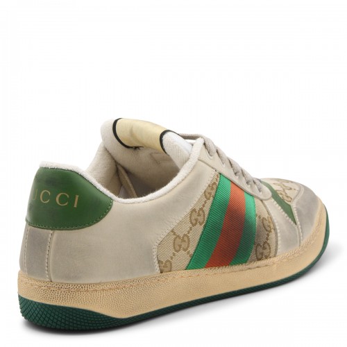 BEIGE GREEN ORANGE CANVAS AND AND LEATHER SCREENER SNEAKERS