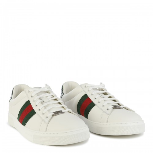 WHITE AND GREEN LEATHER SNEAKERS