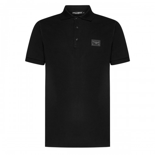 BLACK COTTON POLO SHIRT