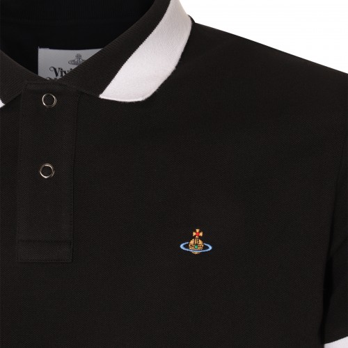 BLACK AND WHITE COTTON POLO SHIRT