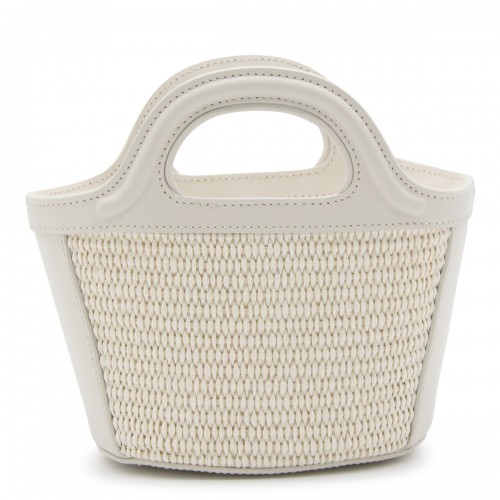 WHITE CANVAS AND LEATHER TROPICALIA MINI TOP HANDLE BAG