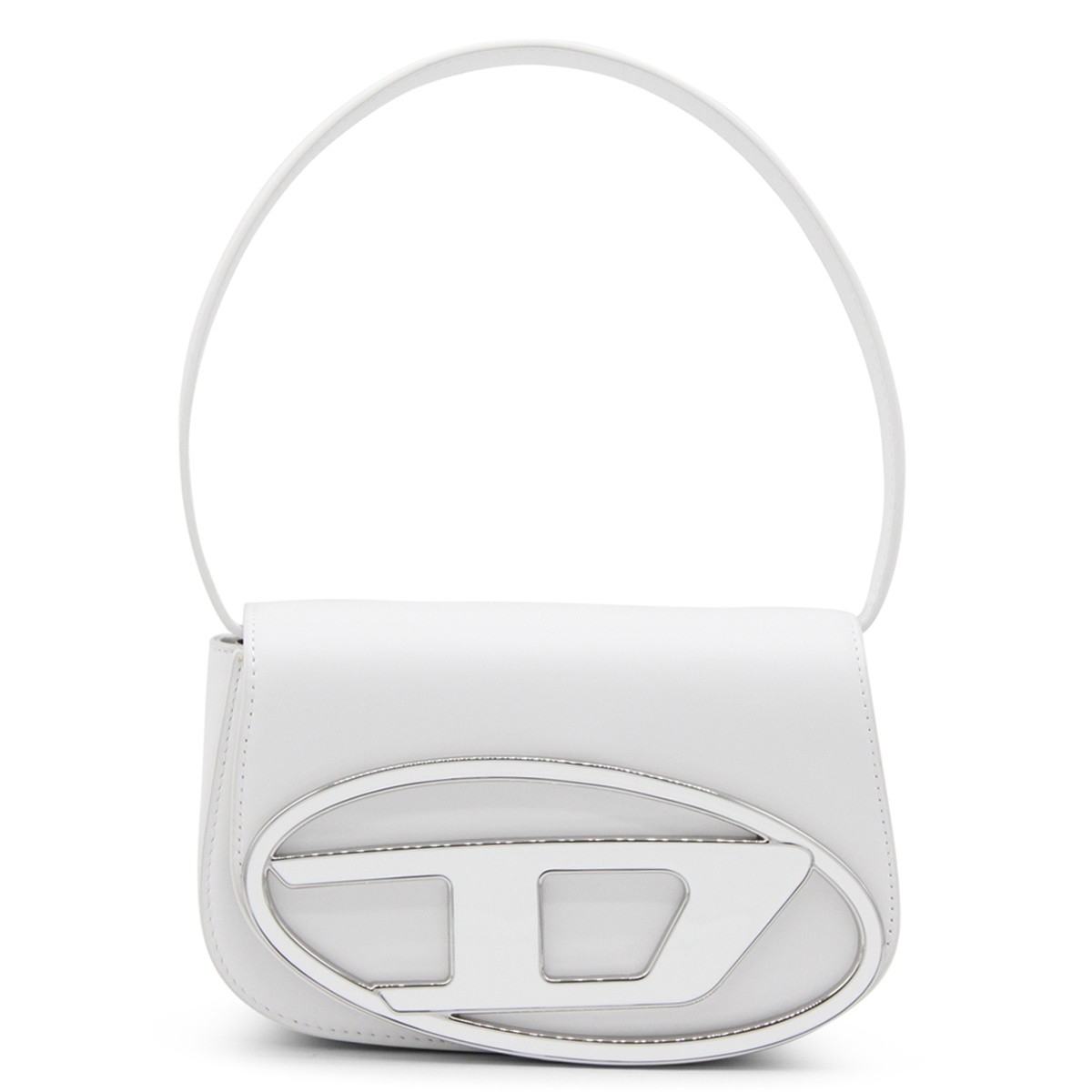 WHITE LEATHER 1DR SHOULDER BAG