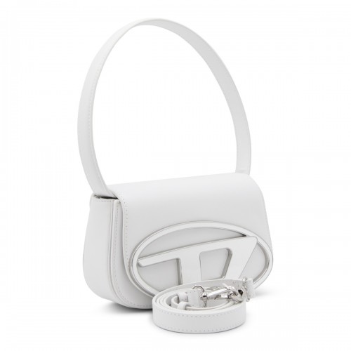 WHITE LEATHER 1DR SHOULDER BAG