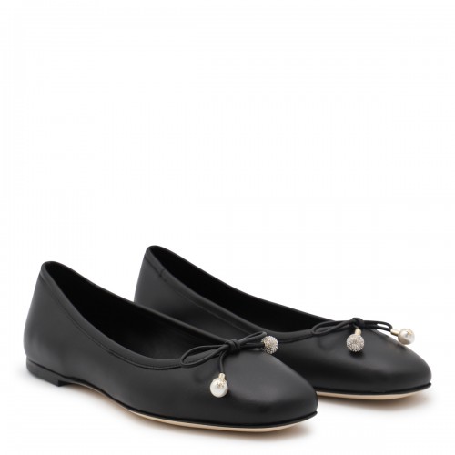 BLACK LEATHER FLATS