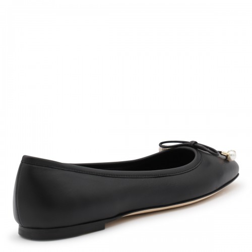 BLACK LEATHER FLATS