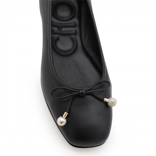 BLACK LEATHER FLATS