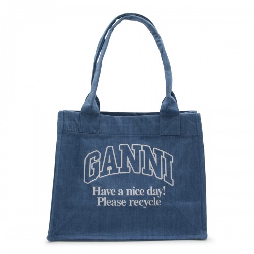 BLUE COTTON DENIM TOTE BAG