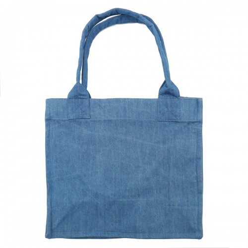 BLUE COTTON DENIM TOTE BAG