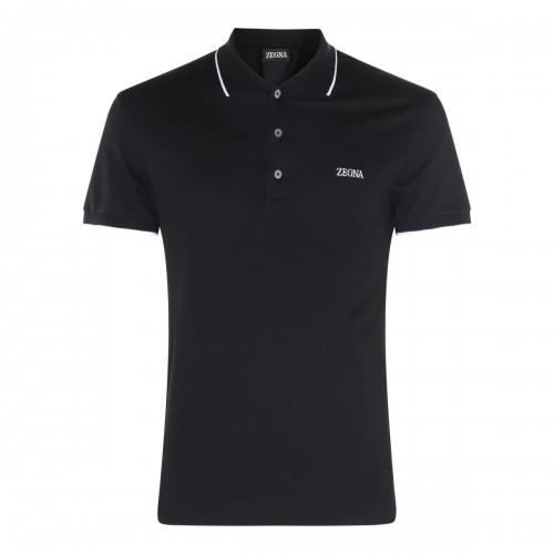 BLACK COTTON POLO SHIRT