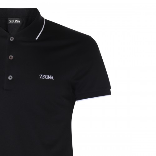 BLACK COTTON POLO SHIRT