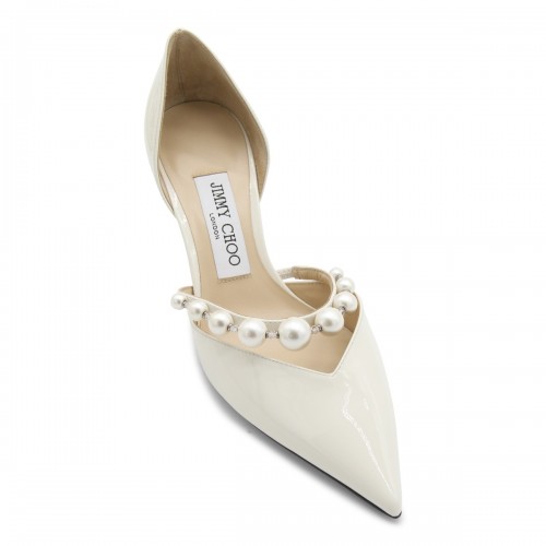 WHITE LATTE LEATHER AURELIE PUMPS