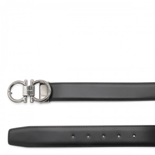 BLACK LEATHER GANCINI BELT