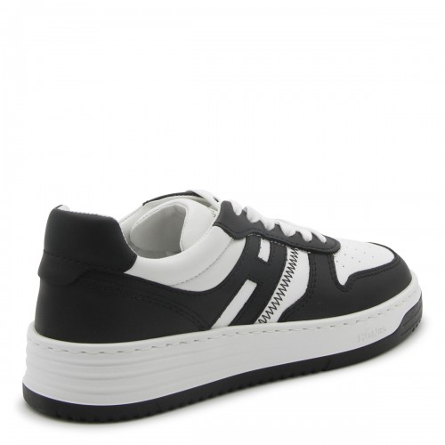 WHITE AND BLACK LEATHER SNEAKERS