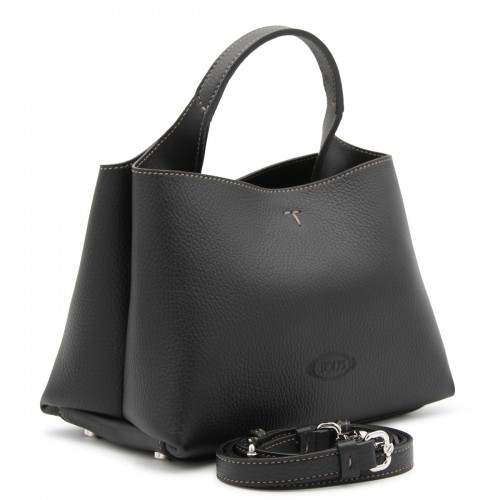 BLACK LEATHER TOTE BAG