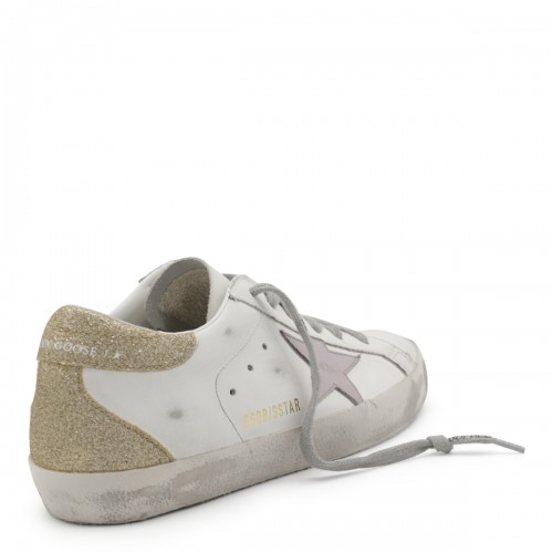 WHITE ICE AND GOLD LEATHER SUPER-STAR SNEAKERS