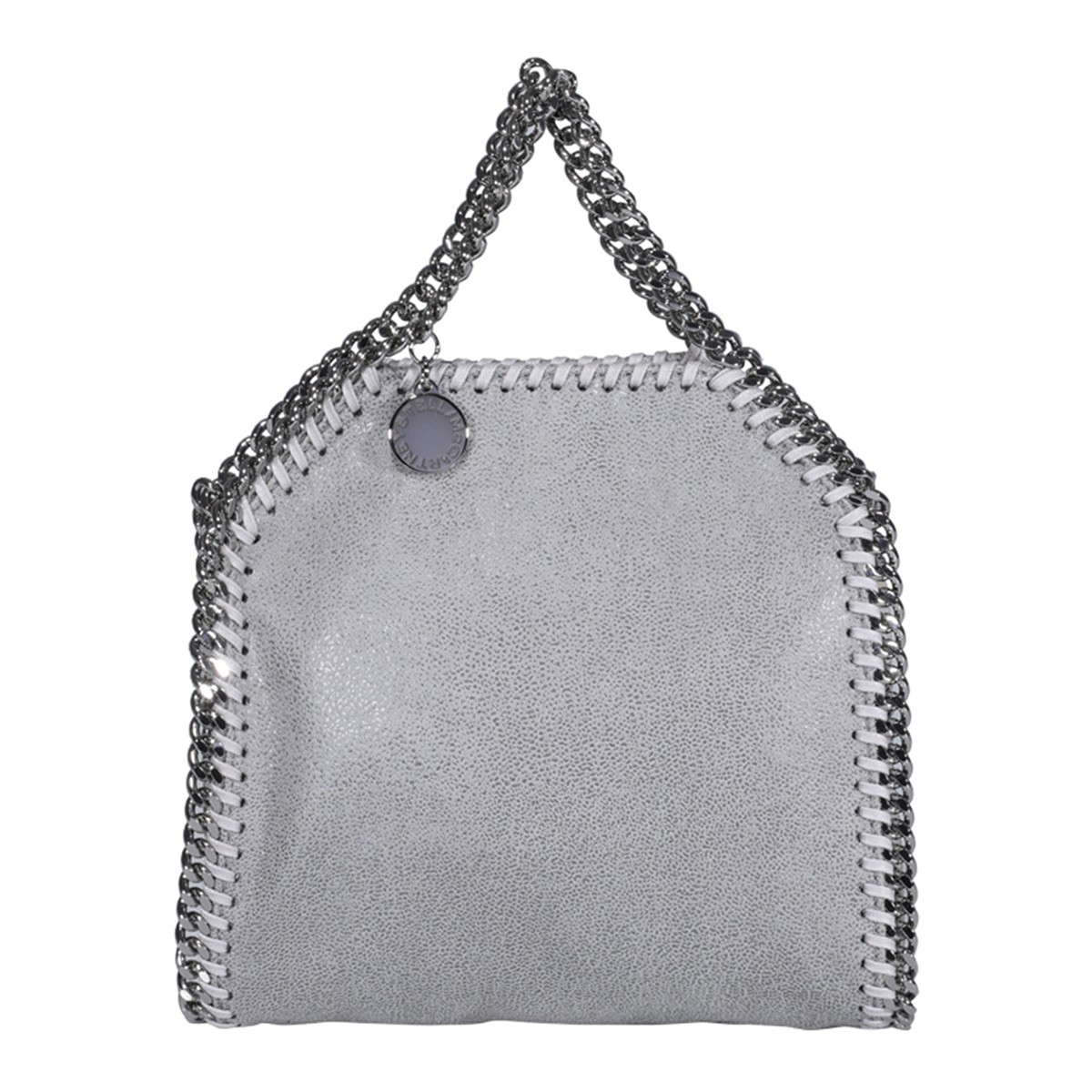 GREY FAUX LEATHER TINY FALABELLA TOTE BAG