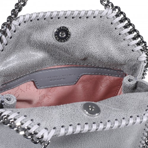 GREY FAUX LEATHER TINY FALABELLA TOTE BAG