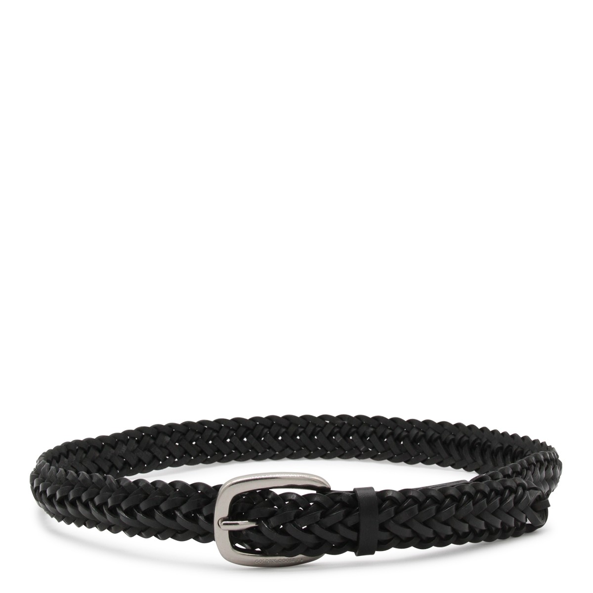 BLACK LEATHER BRAIDED BELT