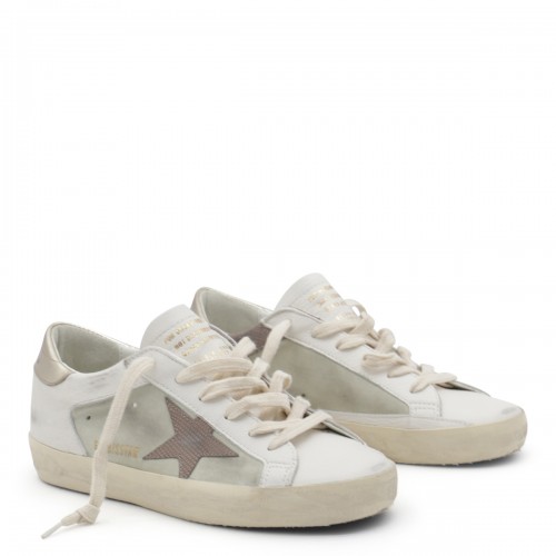 WHITE AND BEIGE LEATHER SUPER STAR SNEAKERS