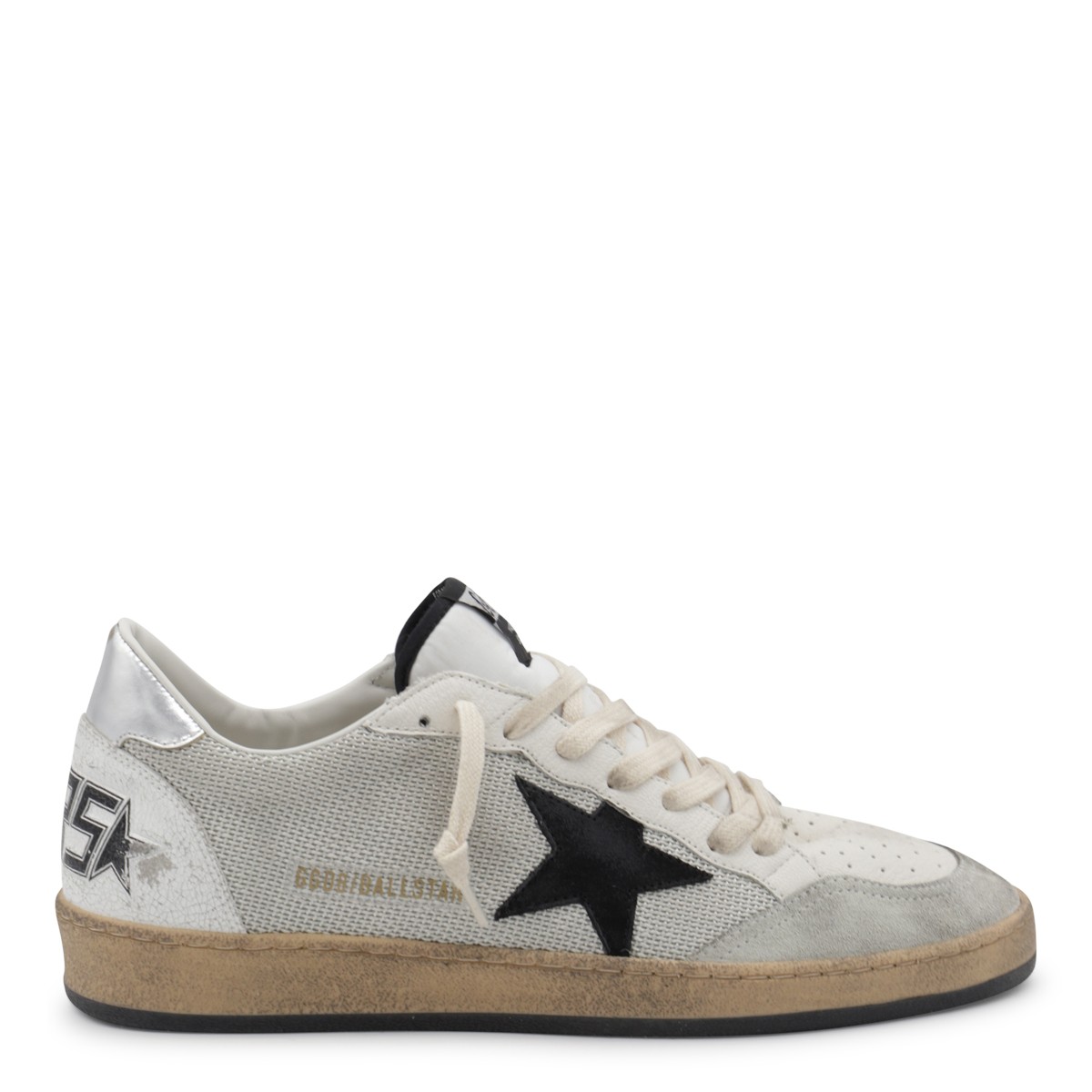 WHITE AND SILVER LEATHER BALLSTAR SNEAKERS