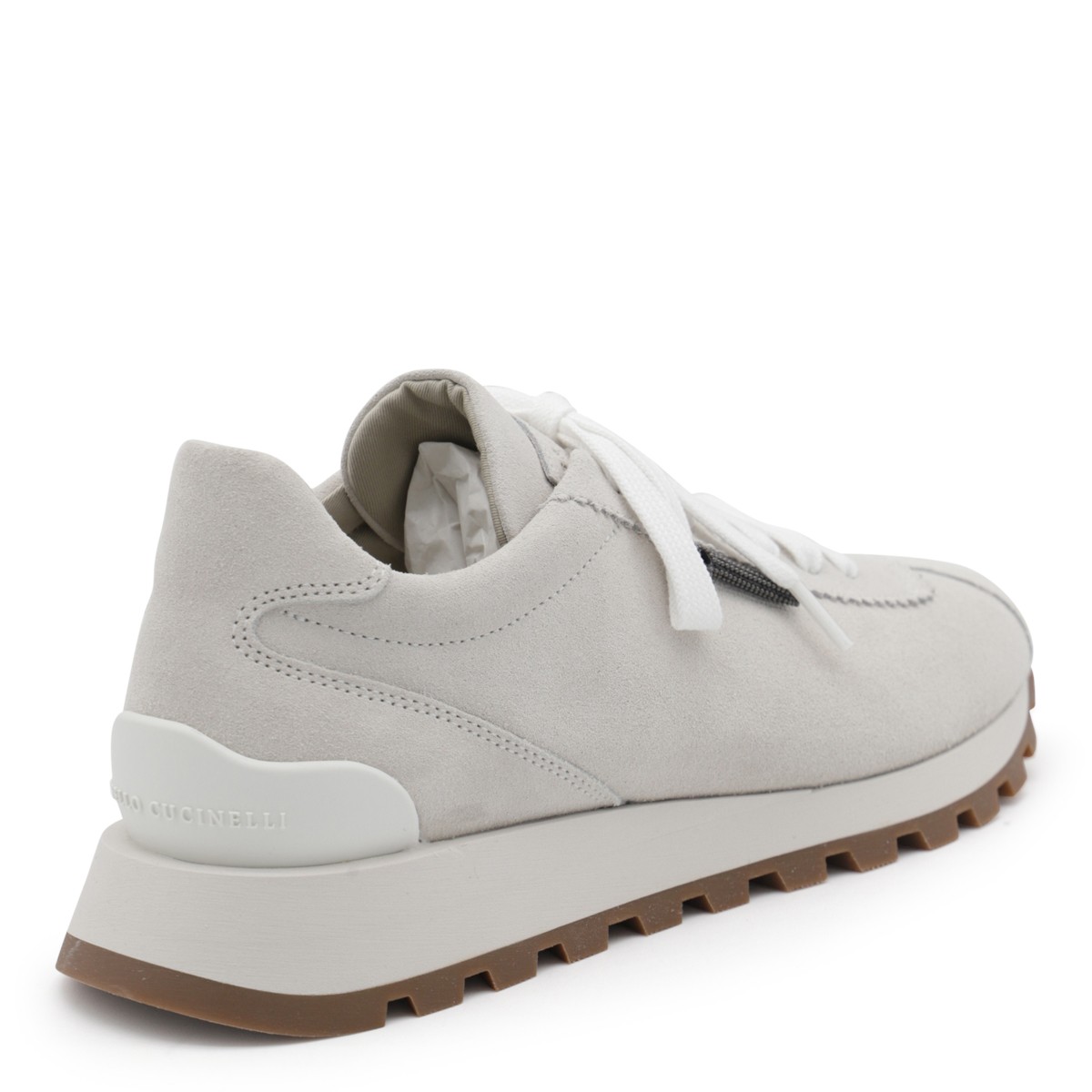 スニーカー BRUNELLO CUCINELLI WHITE AND GREY LEATHER SNEAKERS WHITE AND GREY LEATHER SNEAKERS