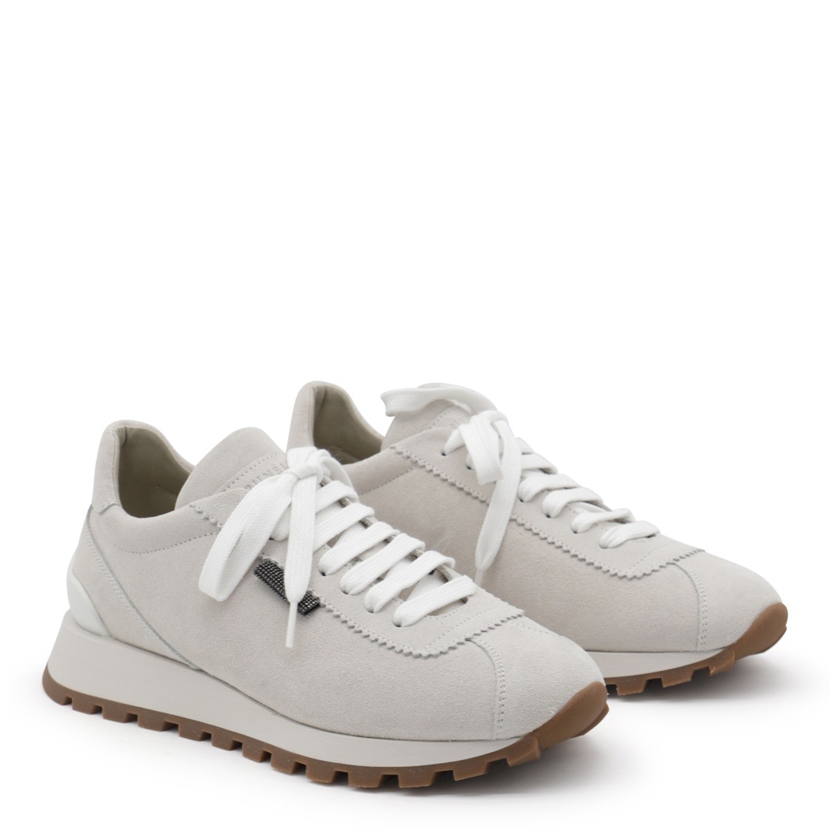 WHITE AND GREY LEATHER SNEAKERS WHITE AND GREY LEATHER SNEAKERS