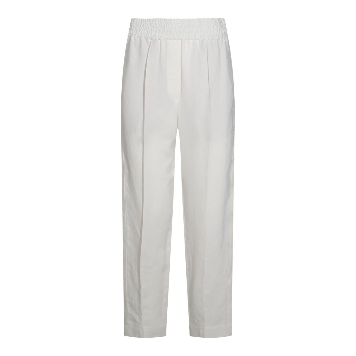 WHITE LINEN VISCOSE BLEND PANTS