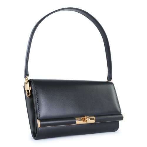 BLACK LEATHER SHOULDER BAG