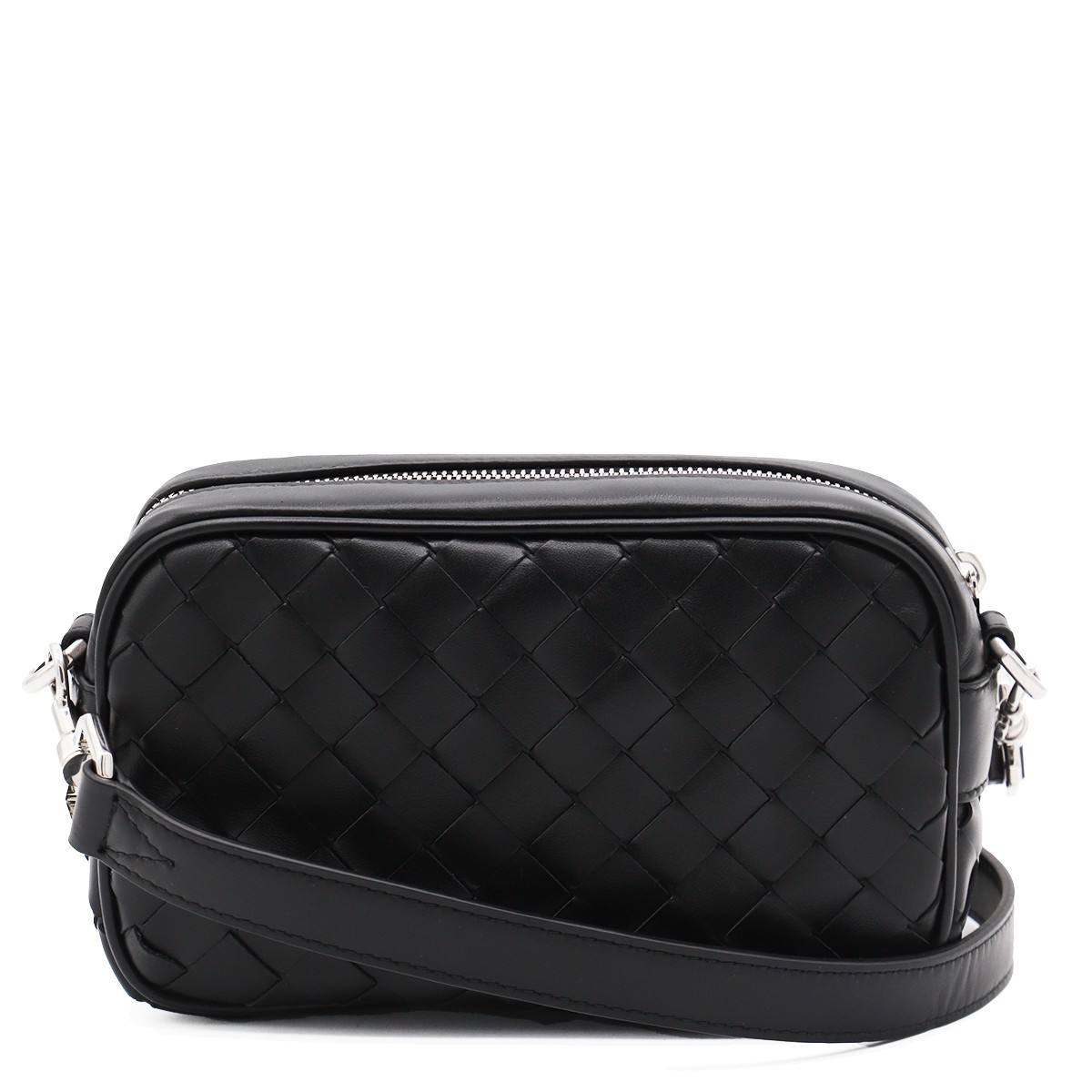 BLACK AND SILVER LEATHER MINI BAG