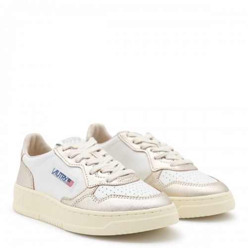 WHITE AND GOLD LEATHER SNEAKERS