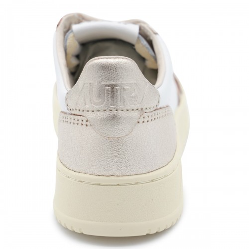 WHITE AND GOLD LEATHER SNEAKERS