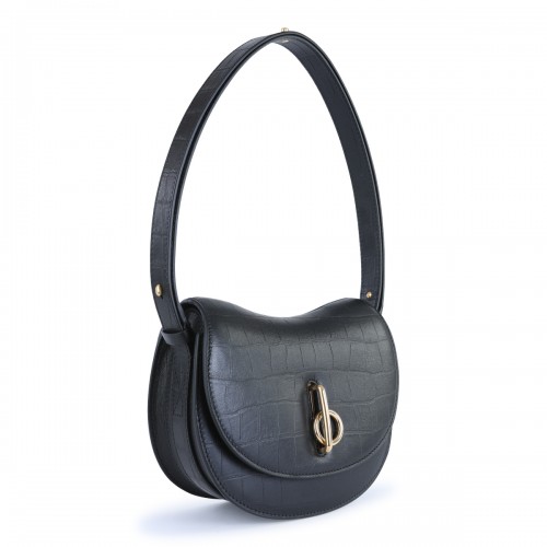 BLACK LEATHER SHOULDER BAG