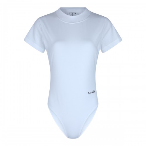 BLACK COTTON-VISCOSE BLEND BODYSUIT