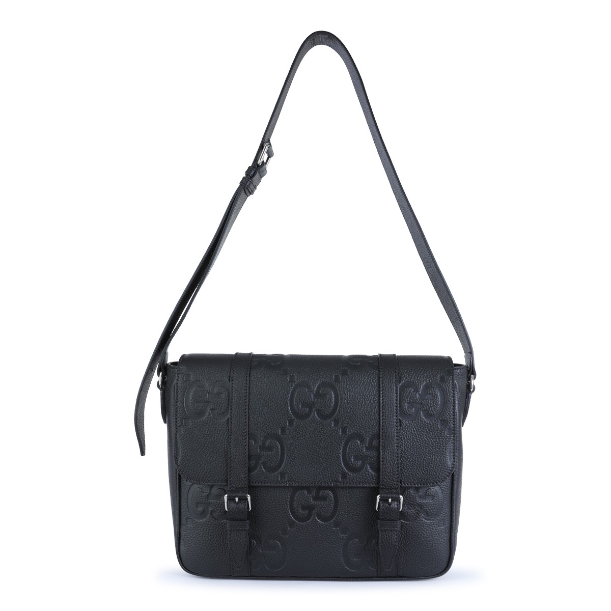 BLACK LEATHER CROSSBODY BAG