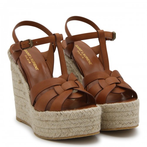 BROWN LEATHER TRIBUTE ESPADRILLAS