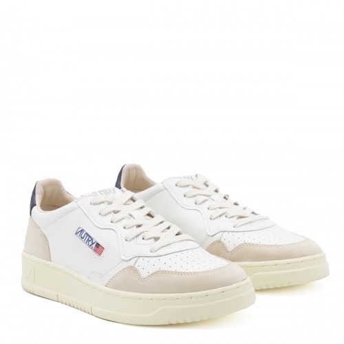 WHITE AND BLUE LEATHER MEDALIST SNEAKERS