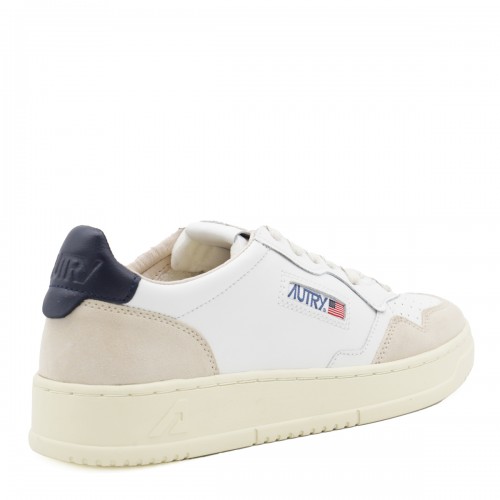 WHITE AND BLUE LEATHER MEDALIST SNEAKERS