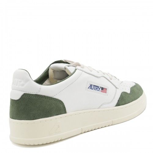 WHITE AND GREEN LEATHER MEDIALIS SNEAKERS