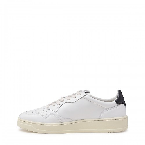 WHITE AND BLACK LEATHER MEDALIST SNEAKERS