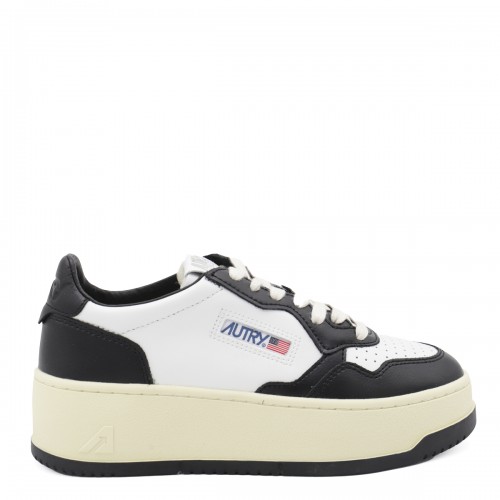 BLACK AND WHITE LEATHER SNEAKERS