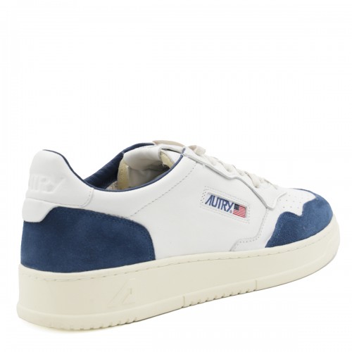 WHITE AND BLUE LEATHER SNEAKERS