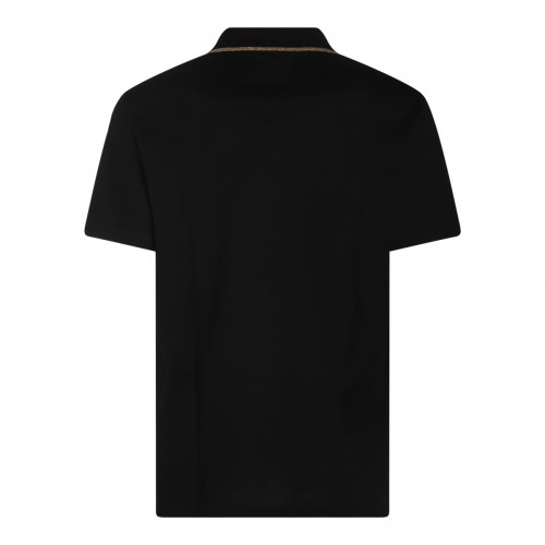 BLACK AND GOLD-TONE COTTON POLO SHIRT